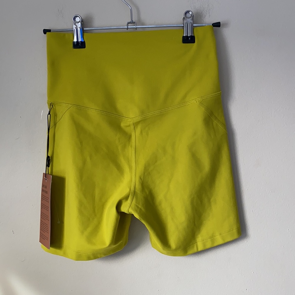 sold  Girlfriend Collective chartreuse athletic workout shorts - Picture 4 of 6